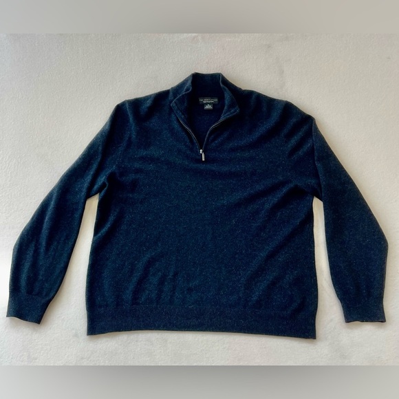 Bloomingdales, the men’s store 100%cashmere quarter zip men’s sweater XL Gray - Picture 1 of 6